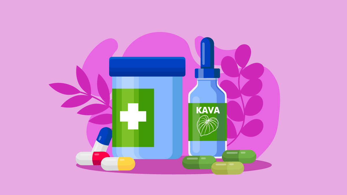 illustration of Kava tincture and capsules