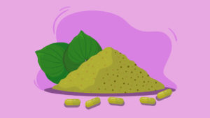Illustration of kava powder and capsules