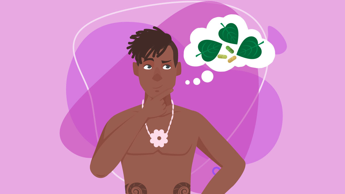 Illustration of a Polynesian guy thinking about kava